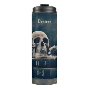 Gothic-Schädel-Vintage-Alte-Bücher-Dunkle-Akademie Thermosbecher