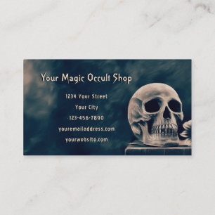 Gothic-Schädel Vintage Schwarz Grau Alte Magie Okk Visitenkarte