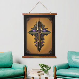 Gothic-Schädel-Wandtapete Wandteppich Mit Holzrahmen