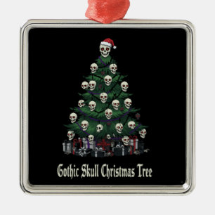 Gothic Schädel Weihnachtsbaum Alternative Grusel Ornament Aus Metall