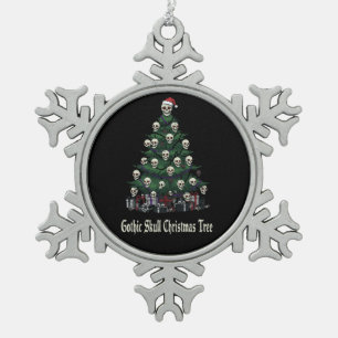 Gothic Schädel Weihnachtsbaum Alternative Grusel Schneeflocken Zinn-Ornament