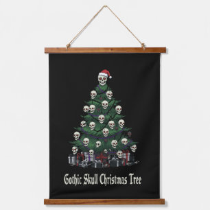 Gothic Schädel Weihnachtsbaum   Alternative Grusel Wandteppich Mit Holzrahmen