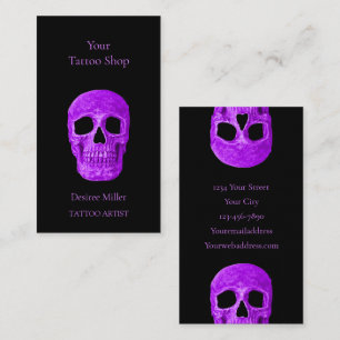 Gothic-Schädelkopf Neon-Violett-Schwarzes-Tätowier Visitenkarte