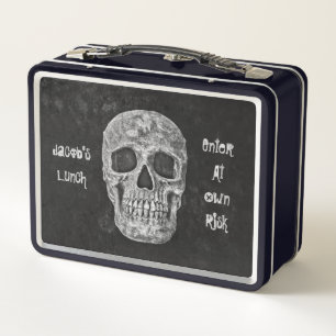 Gothic-Schädelkopf Schwarz-Weiß Cool zum Sterben Metall Brotdose