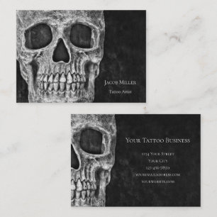 Gothic-Schädelkopf-Schwarz-Weiß-Tätowierungsshop Visitenkarte