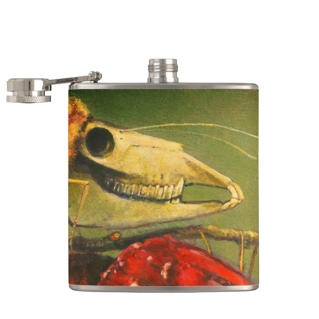 Gothic-Schädelschmetterlingsflasche Flachmann (Geöffnet)