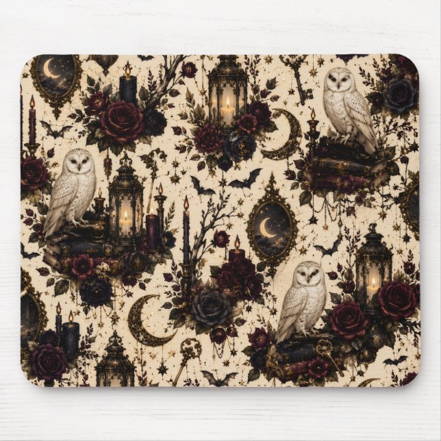 Gothic Schleiereulen-Mauspad Mousepad (Vorne)