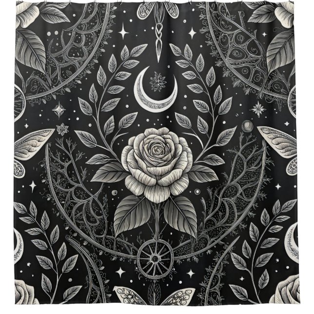Gothic-Schmetterling-Blumenmuster (4) Duschvorhang (Vorderseite)