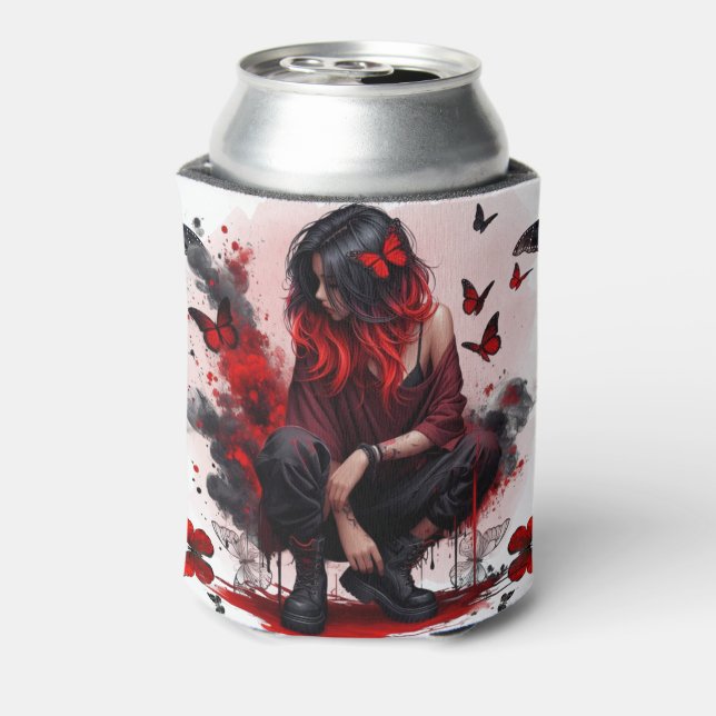 Gothic Schmetterlinge & Lady Fantasy Dosenkühler (Kanne Rückseite)