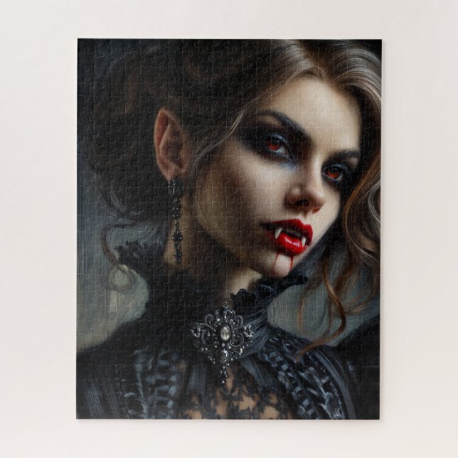 Gothic-Schönheitsporträt einer Vampirfrau Puzzle (Vertikal)