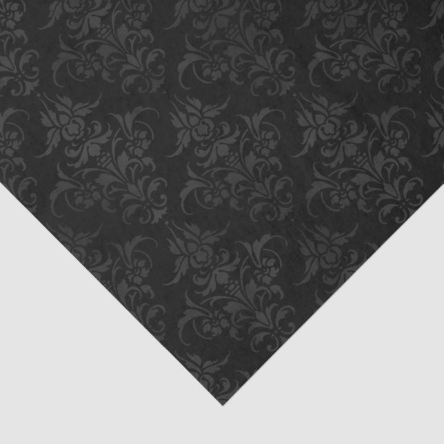 Gothic Schwarz Damast Seidenpapier (Ausschnitt)
