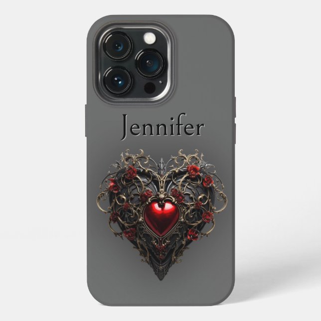Gothic Schwarz & Rot Dunkles Herz iPhone Hülle (Hinten)