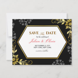 Gothic Schwarz und Gold Save-the-Date-Karte Einladung