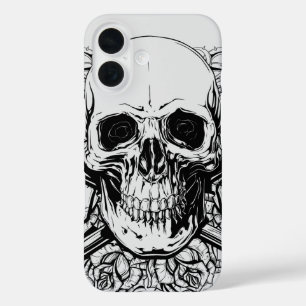 Gothic Schwarz-Weiß-Design für dunkle Kunst und Al iPhone 16 Hülle