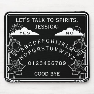 Gothic Schwarz-weiß Floral Seance Board Mousepad