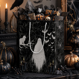 Gothic Schwarz Weiß Geister Spinnennetz Halloween Mittlere Geschenktüte