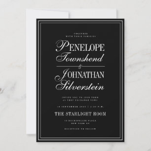 Gothic Schwarz Weiß Serif Schrift Namen Hochzeit Einladung
