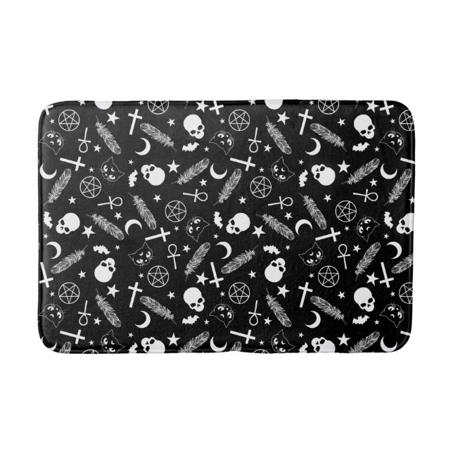 Gothic Schwarz-weiß Skull Cross Muster Badematte (Vorderseite)