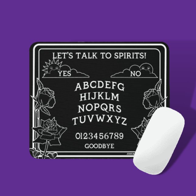 Gothic Schwarz-weiß Spirit Board Floral Mousepad (Von Creator hochgeladen)