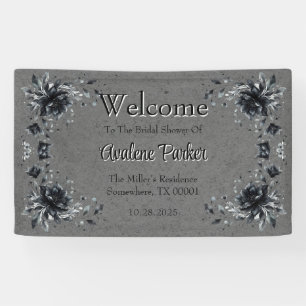 Gothic-Schwarze florale Hochzeitsdusche Willkommen Banner