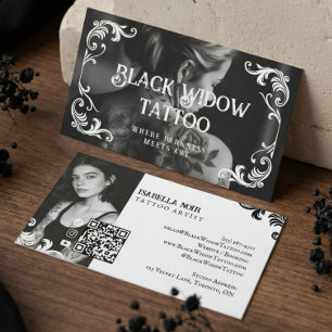 Gothic Schwarze Tattoo-Tinte-Künstler-Typografie-F Visitenkarte