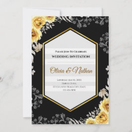 Gothic-Schwarze und Senfgelbe Hochzeitseinladung Einladung