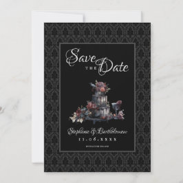 Gothic Schwarzer Damast Foto Save The Date