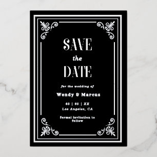 Gothic Schwarzer Rahmen Dunkle Ästhetik Silber Ech Folieneinladung