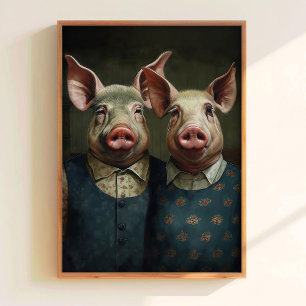 Gothic-Schweine-Wandbild Lustiges-Schweine-Poster Poster