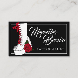 Gothic Script Boot Black Tattoo Artist Visitenkarte