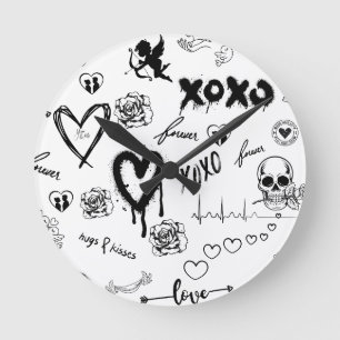 Gothic Seamless Pattern Runde Wanduhr
