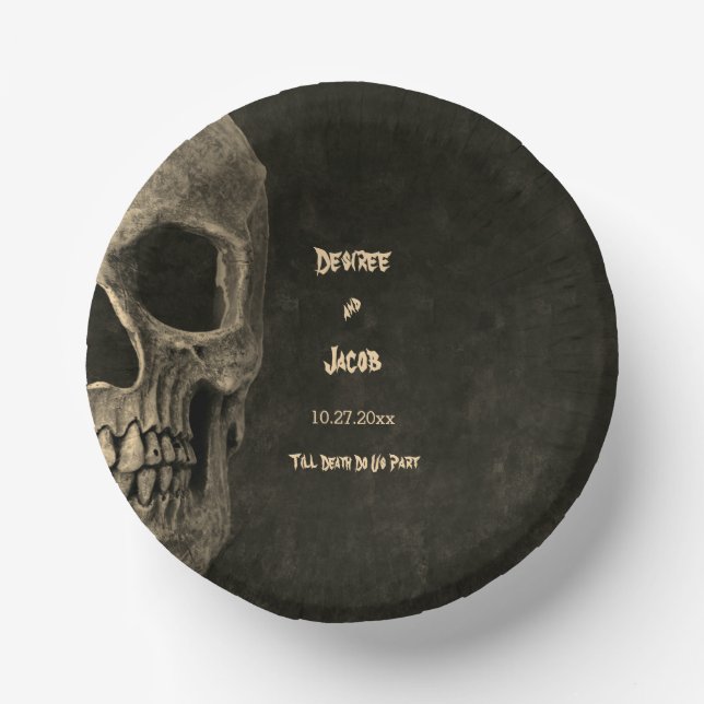 Gothic Sepia Half Skull Head Vintag Hallowing Pappteller (Vorderseite)