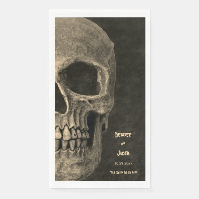Gothic Sepia Half Skull Head Vintag Hallowing Serviette (Vorderseite)