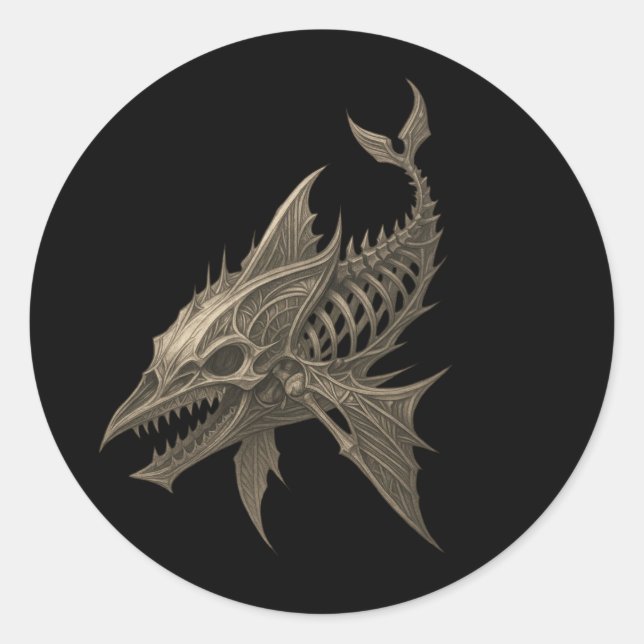 Gothic Shark Skull Sticker (Vorderseite)