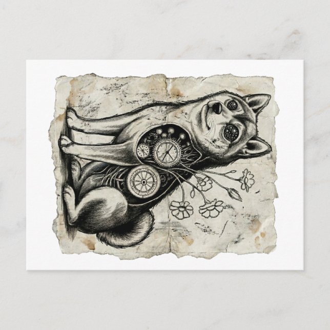 Gothic Shiba Vintage Postcards Postkarte (Vorderseite)