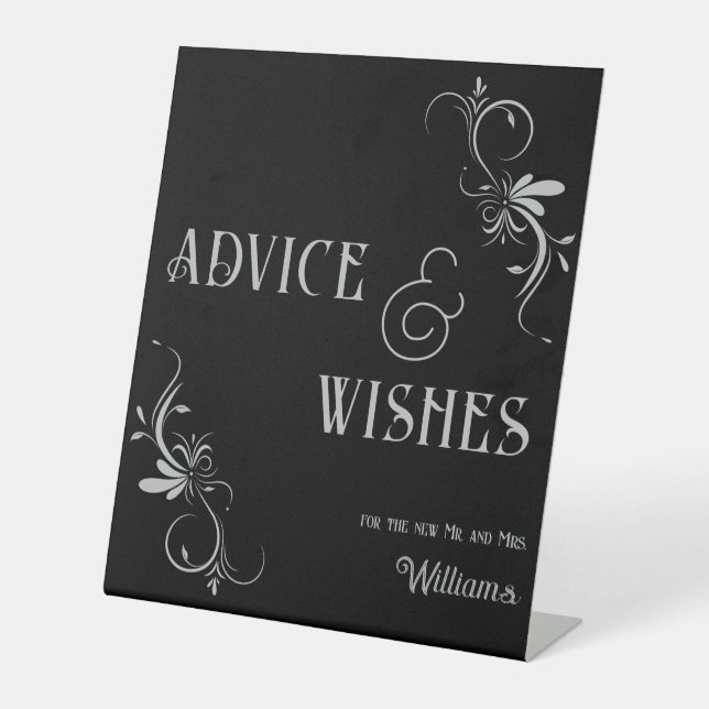 Gothic Silver Advice & Wishings Whimsigoth Wedding Sockelschild (Vorderseite)