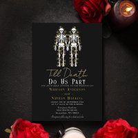 Gothic Skeleton bis zum Tod Hochzeitsfoil Einladun