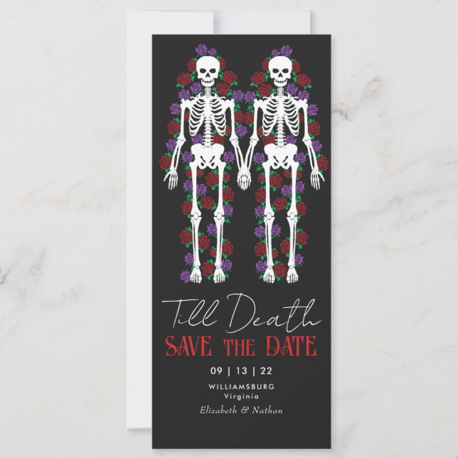 Gothic Skeleton bis zum Tod Save the Date Einladung (Vorderseite)