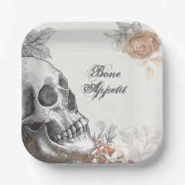 Gothic Skeleton Bone Appetit Halloween Pappteller
