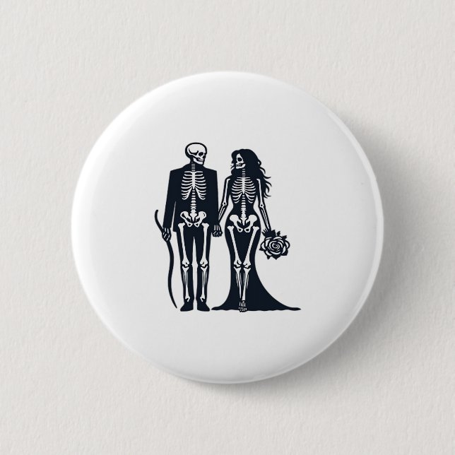 Gothic Skeleton Braut & Bräutigam – Bis dass der T Button (Vorderseite)