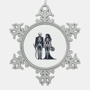 Gothic Skeleton Braut & Bräutigam – Bis dass der T Schneeflocken Zinn-Ornament