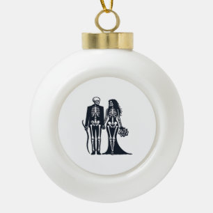 Gothic Skeleton Bride & Groom - Bis zum Tod tun wi Keramik Kugel-Ornament