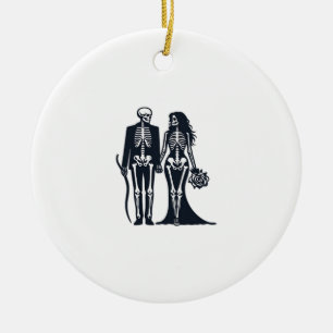 Gothic Skeleton Bride & Groom - Bis zum Tod tun wi Keramik Ornament