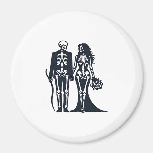 Gothic Skeleton Bride & Groom - Bis zum Tod tun wi Magnet (Vorne)
