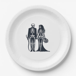 Gothic Skeleton Bride & Groom - Bis zum Tod tun wi Pappteller