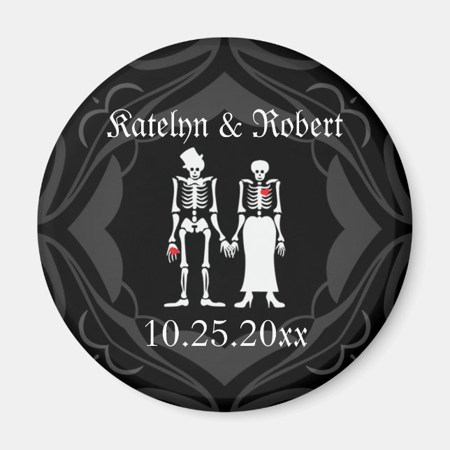 Gothic Skeleton Bride & Groom Save the Date Magnet (Vorne)