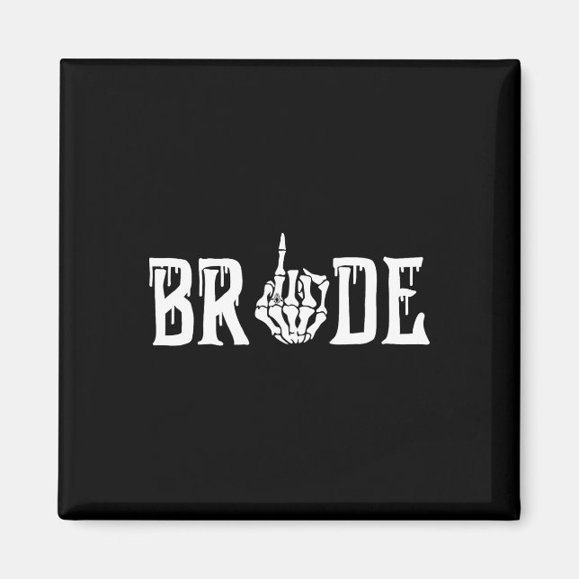 Gothic Skeleton Bride Wedding Just Married Spooky Magnet (Vorne)