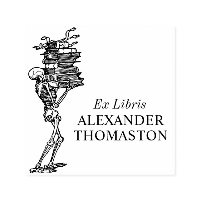 Gothic Skeleton Carry Books Library Name Permastempel (Design)
