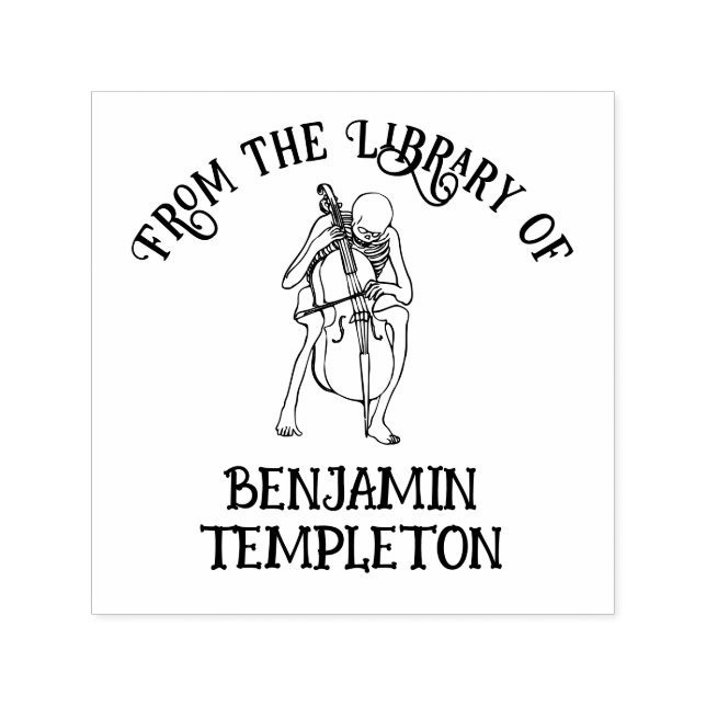 Gothic Skeleton Cello Library Book Name Permastempel (Design)