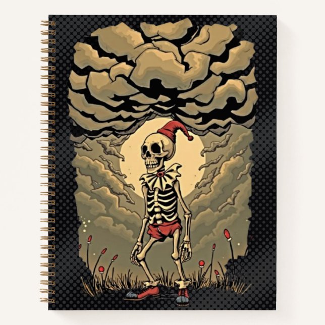 Gothic Skeleton Clown Spiralblock Notizbuch (Vorderseite)